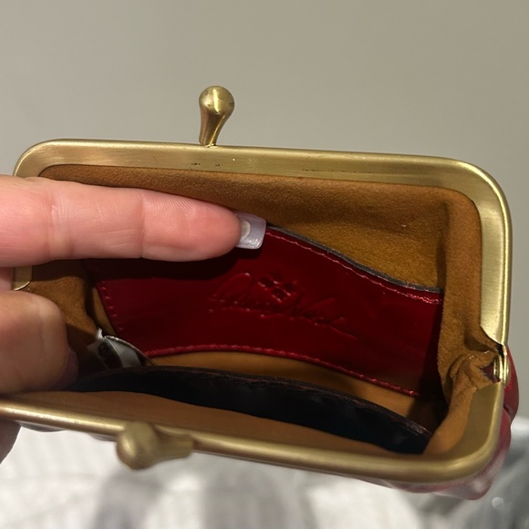 Patricia Nash leather Red Coin Purse with Gold Accents - Picture 3 of 5
